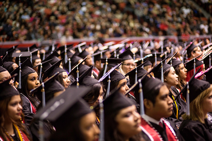 Students at graduation ceremony