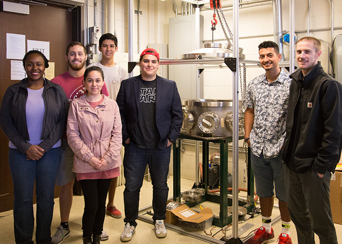 High-Altitude Student Platform team, from left to right: Fre'Etta Brooks, Steven Oliver, Alejandra Cruz, Diego Hernandez, Samuel Morelos, Dorian DeLa Pena and Andrew Renshaw.